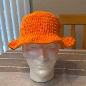 Bright Orange Crochet Bucket Hat
